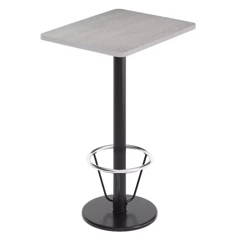 Flash Furniture 24'' x 30'' Rectangular Laminate Table Top with 18'' Round Bar Height Table Base and Foot Ring