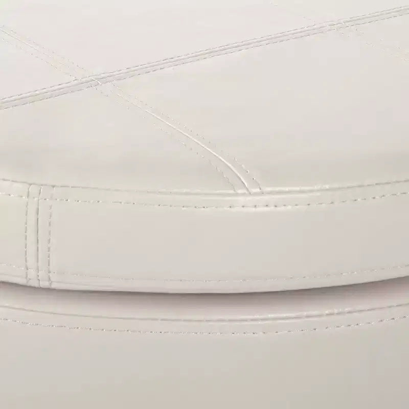 Pouf Contenitore Rotondo in Similpelle con Rifinitura Borchiata
