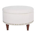 Pouf Contenitore Rotondo in Similpelle con Rifinitura Borchiata